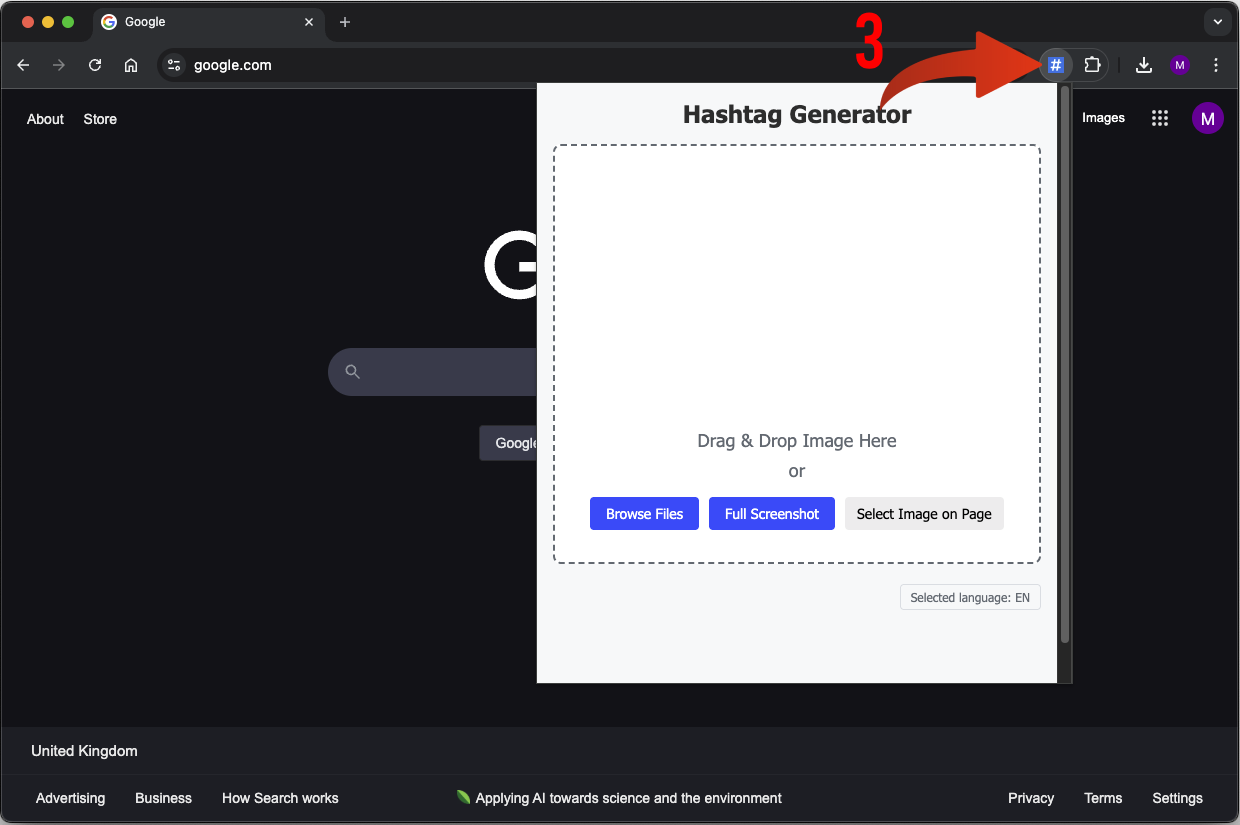 How to open the Hashtag Generator extension